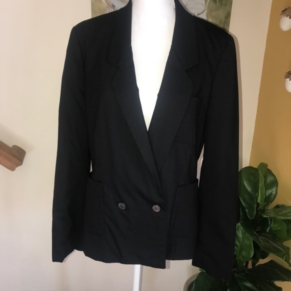 Walter black wool double breasted blazer jacket 10